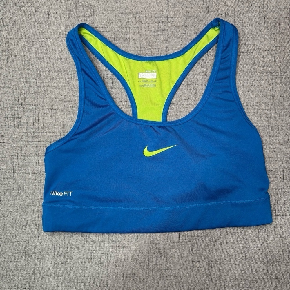 Nike Sports Bra Blue & Green Size Medium - Picture 2 of 6